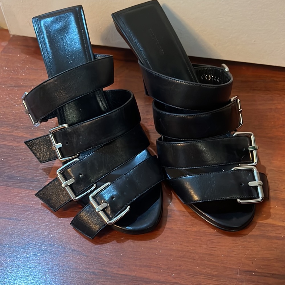 Black Balenciaga Women's Knife buckled leather Heels Sz 7.5